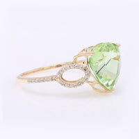 4.36 Ct Pear Mixed Cut Natural Peridot 14K Gold Ring