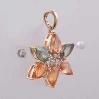 3.18 Ct Pear Natural Multi Coloured Sapphire 14K Gold Pendant