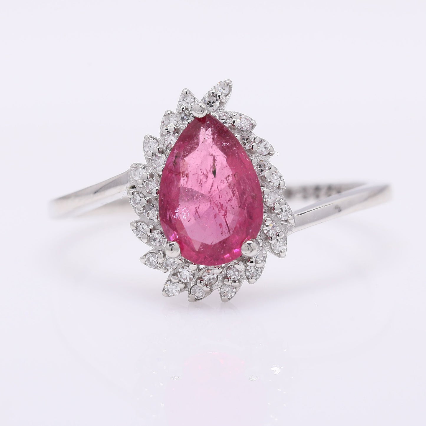 1.13 Ct Pear Mixed Cut Natural Pink Tourmaline 950 Platinum Ring