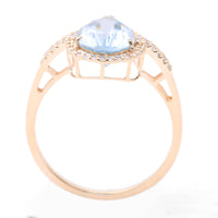 2.10 Ct Pear Mixed Cut Natural Aquamarine 14K Gold Ring