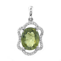 2.72 Ct Oval Mixed Cut Natural Green Sapphire 950 Platinum Pendant