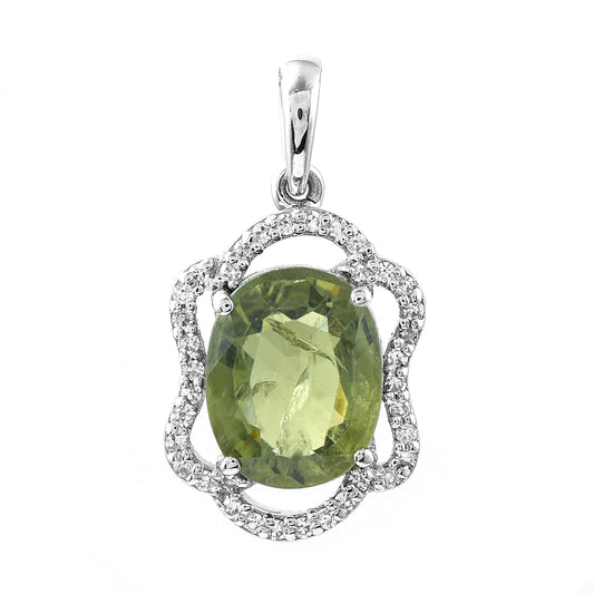 2.72 Ct Oval Mixed Cut Natural Green Sapphire 950 Platinum Pendant