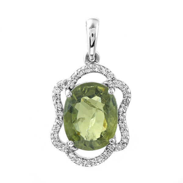 2.72 Ct Oval Mixed Cut Natural Green Sapphire 950 Platinum Pendant