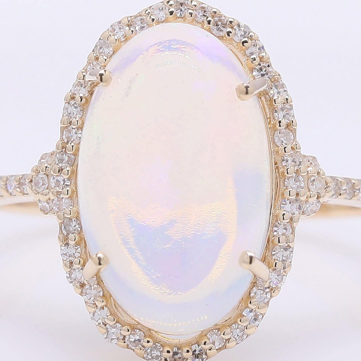 3.09 Ct Oval Cabochon Cut Natural Opal 14K Gold Ring