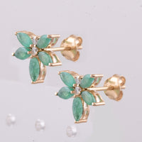 1.56 Ct Marquise Natural Emerald 14K Gold Earrings