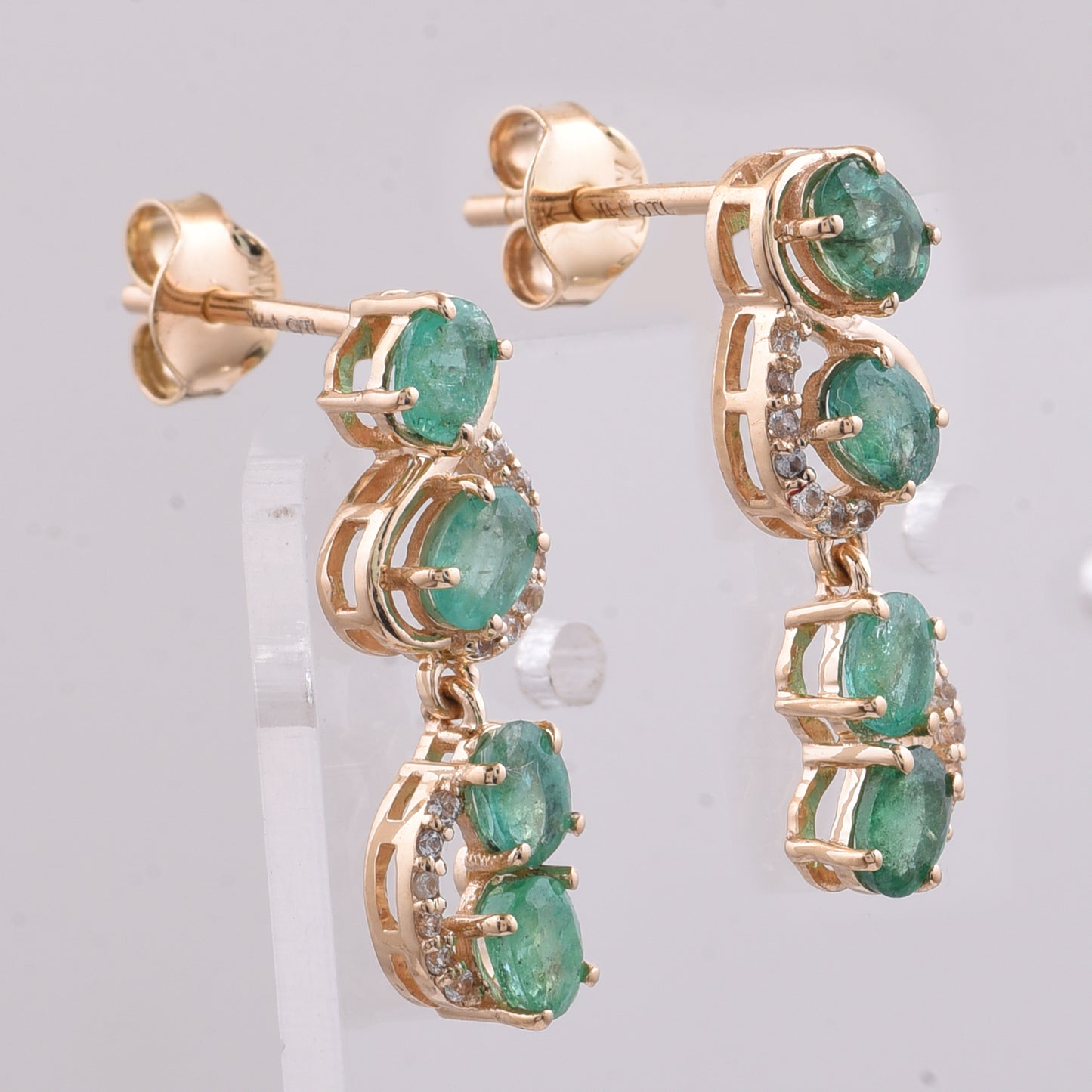 1.32 Ct Oval Natural Emerald 14K Gold Earrings