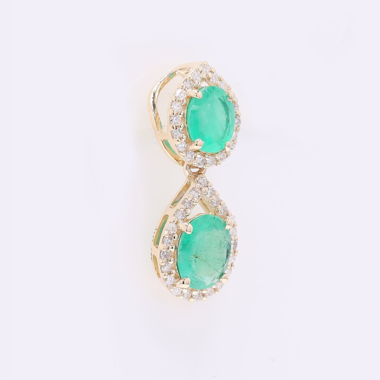 0.92 Ct Oval Mixed Cut Natural Emerald 14K Gold Pendant