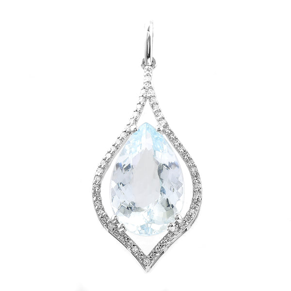 4.02 Ct Pear Mixed Cut Natural Aquamarine 950 Platinum Pendant