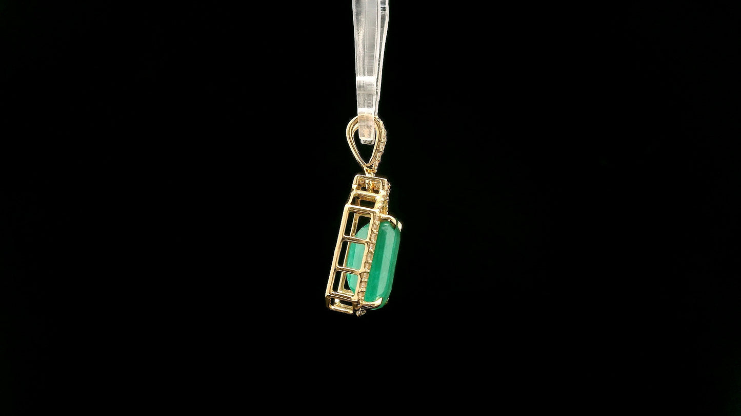 3.54 Ct Octagon Natural Emerald 14K Gold Pendant