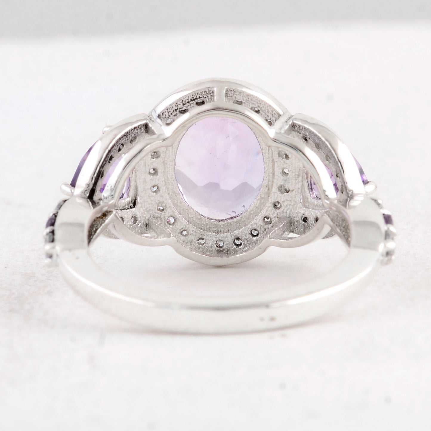 4.42 Ct Oval Amethyst 925 Sterling Silver Ring