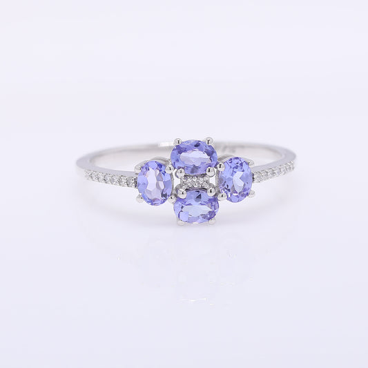 0.70 Ct Oval Mixed Cut Natural Tanzanite 950 Platinum Ring