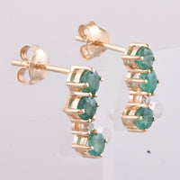 0.90 Ct Round Natural Emerald 14K Gold Earrings