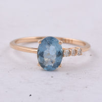 1.23 Ct Oval Natural Aquamarine 14K Gold Ring
