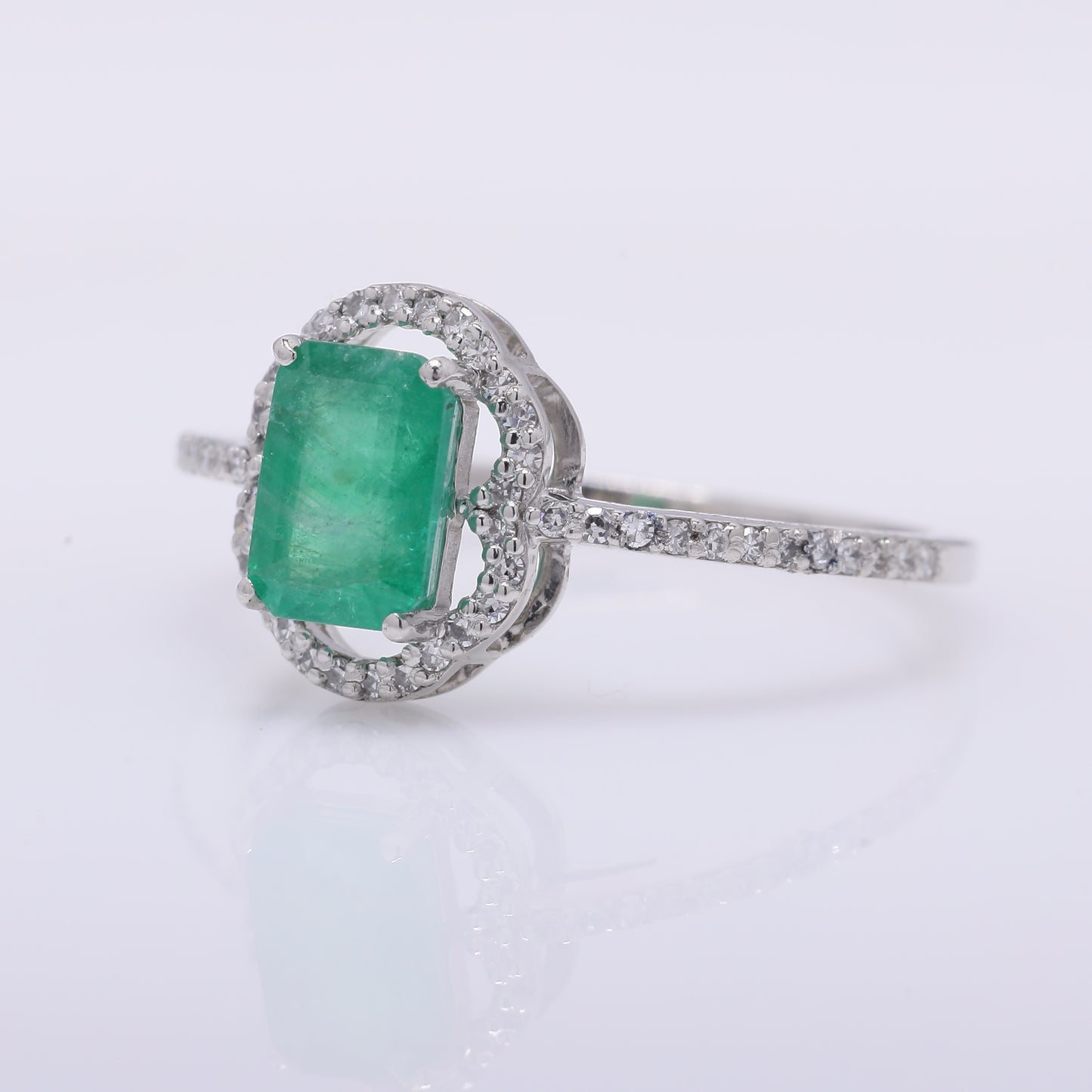 1.16 Ct Octagon Step Cut Natural Emerald 950 Platinum Ring