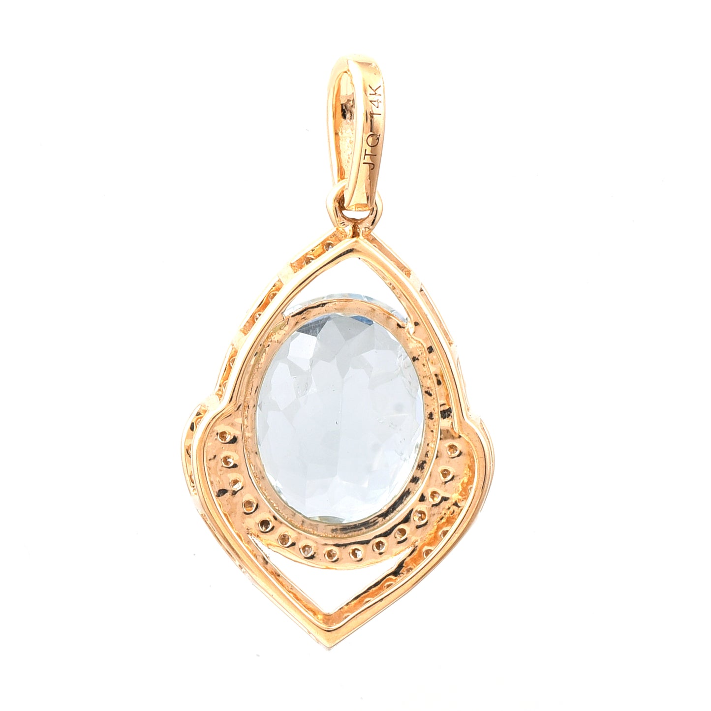 2.30 Ct Oval Mixed Cut Natural Aquamarine 14K Gold Pendant
