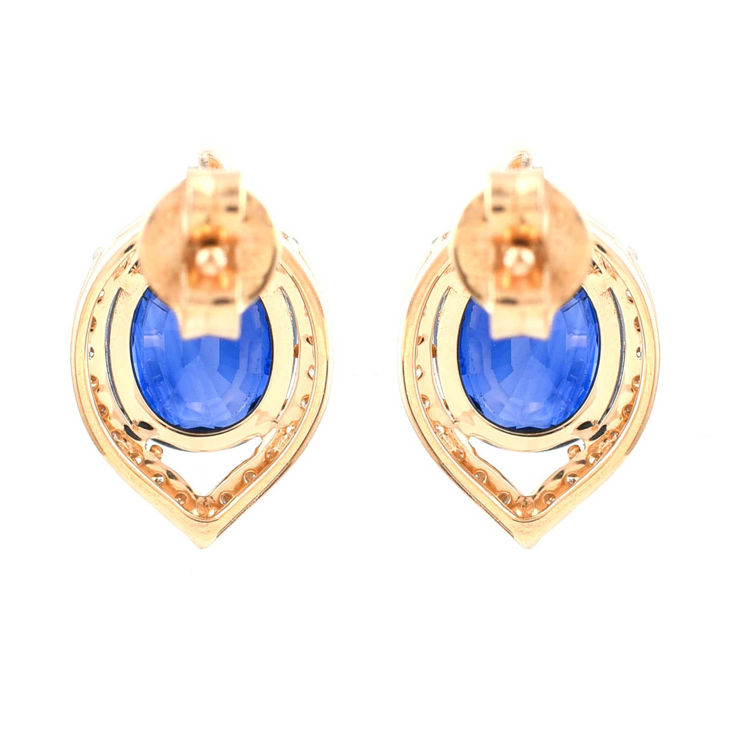 3.13 Ct Oval Mixed Cut Natural Sapphire 14K Gold Earrings