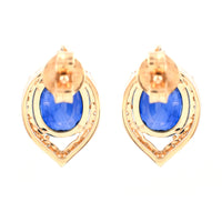 3.13 Ct Oval Mixed Cut Natural Sapphire 14K Gold Earrings