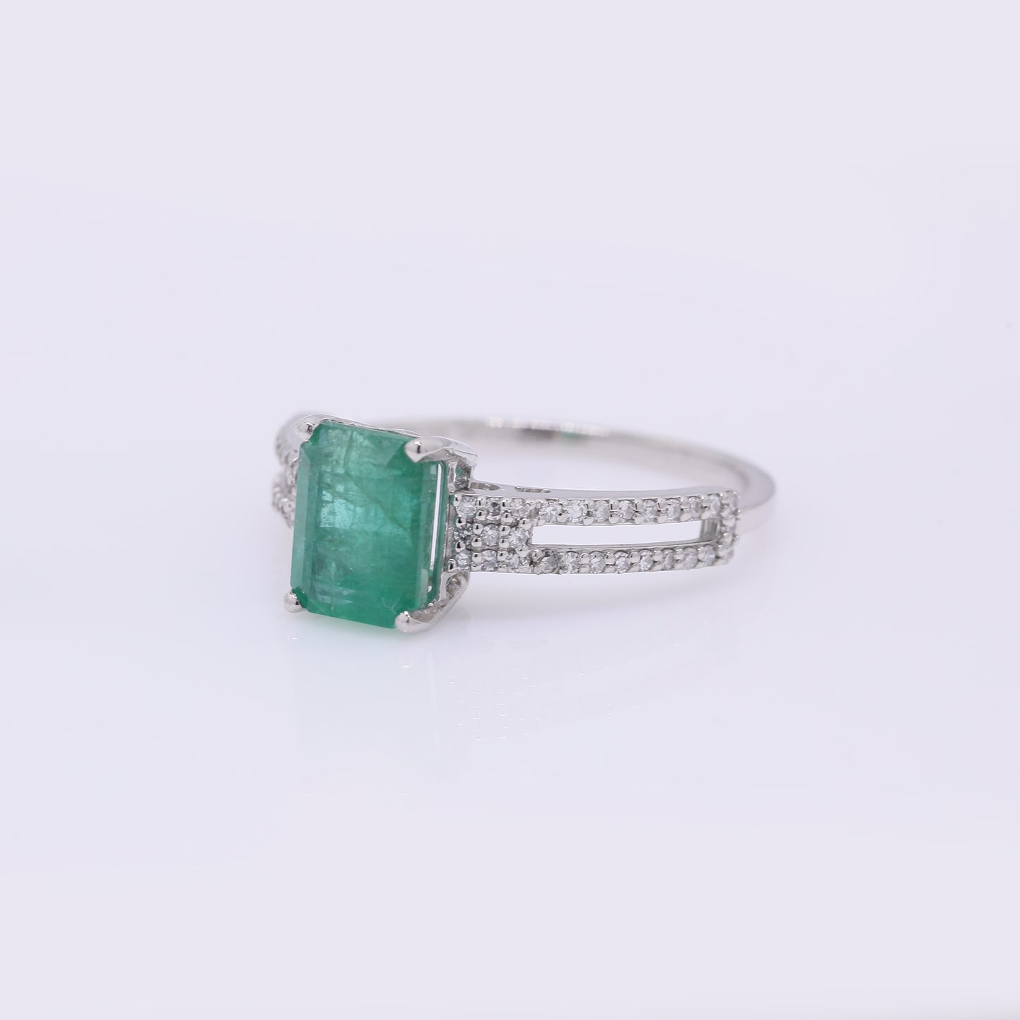2.02 Ct Octagon Step Cut Natural Emerald 950 Platinum Ring