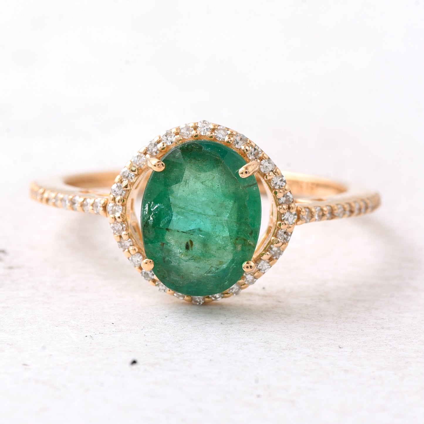2.00 Ct Single Cut Natural Emerald 14K Gold Ring