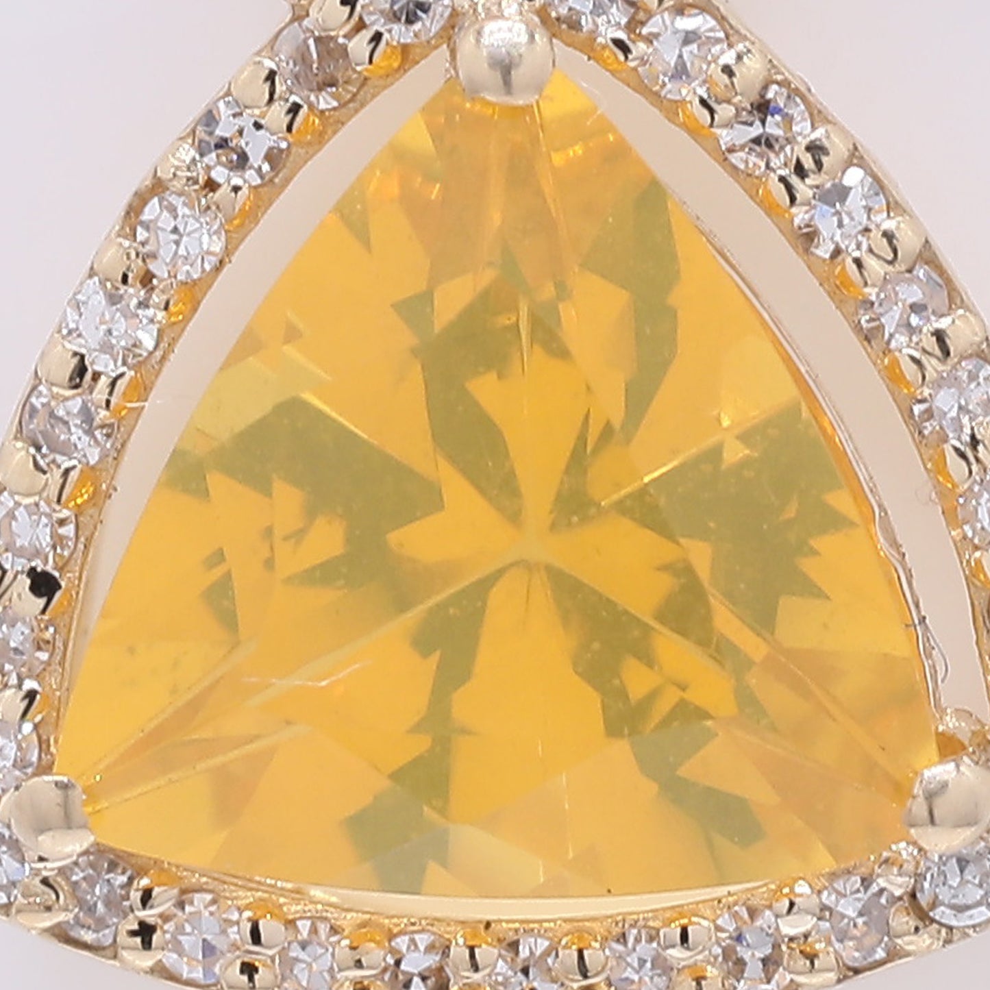 1.15 Ct Triangle Mixed Cut Natural Fire Opal 14K Gold Pendant