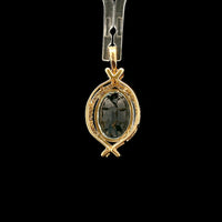 3.28 Ct Oval Mixed Cut Natural Aquamarine 14K Gold Pendant