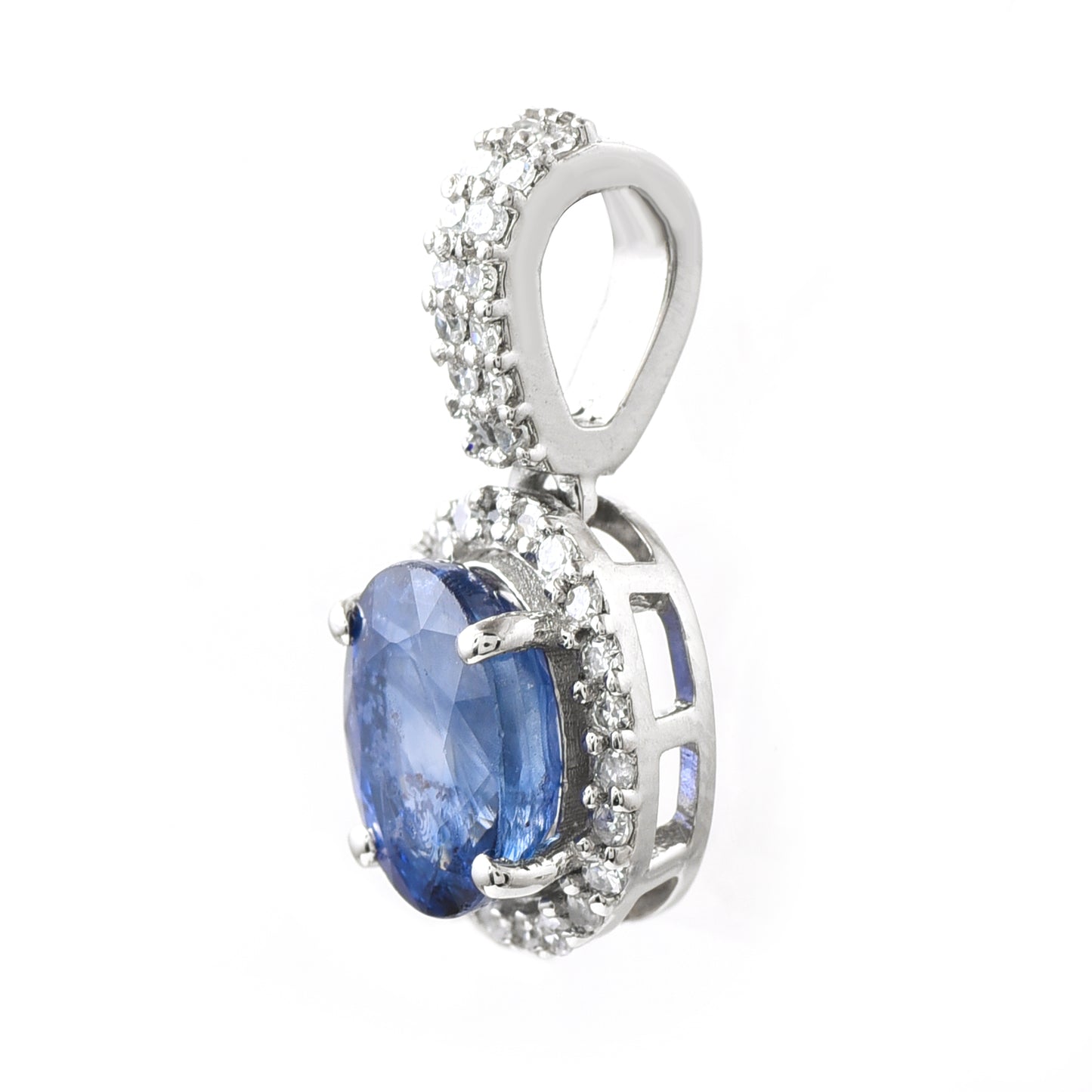 1.29 Ct Oval Sapphire 950 Platinum Pendant