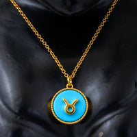 7.74 Ct Round Turquoise 925 Sterling Silver Pendant