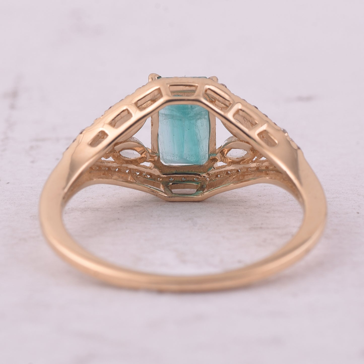 1.48 Ct Octagon Step Cut Natural Emerald 14K Gold Ring
