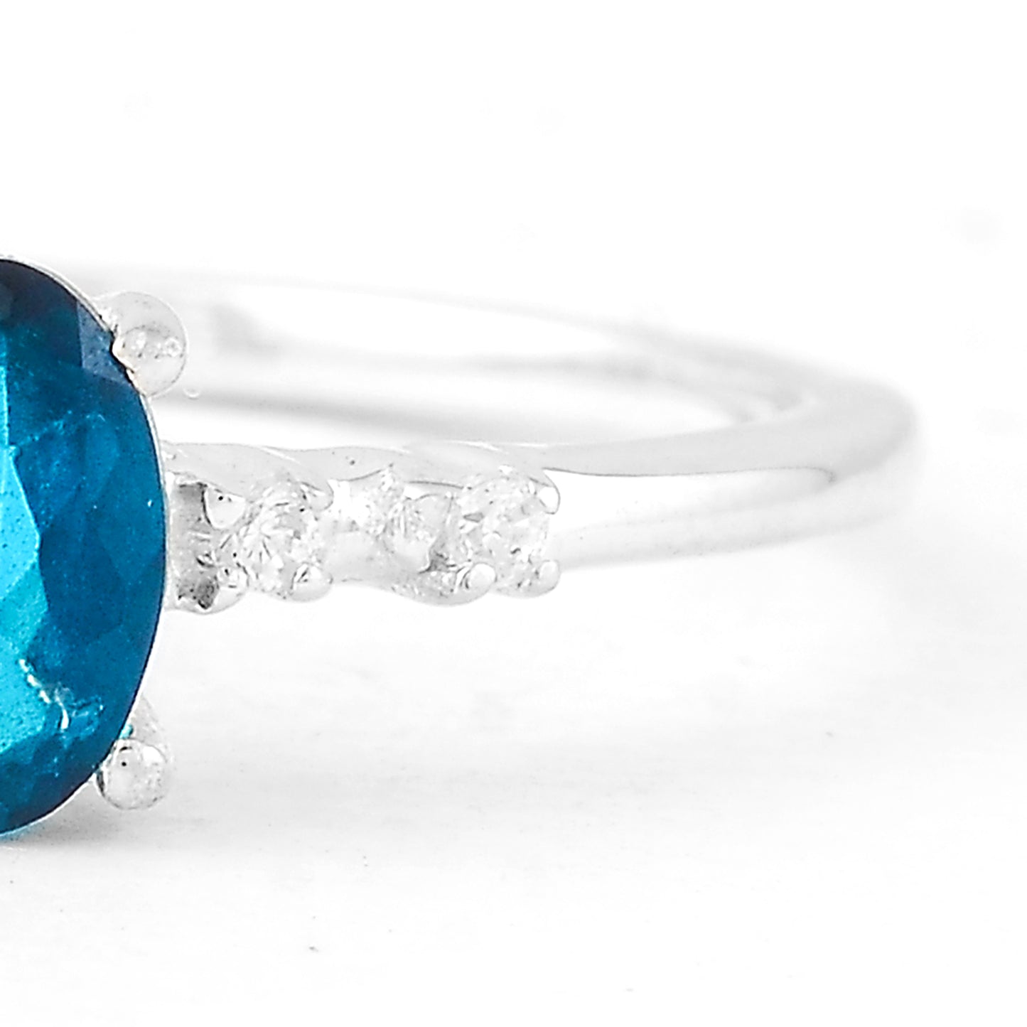 0.54 Ct Oval Green Topaz, Cubic Zirconia, 925 Sterling Silver Ring