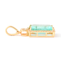 2.24 Ct Octagon Step Cut Natural Emerald 14K Gold Pendant