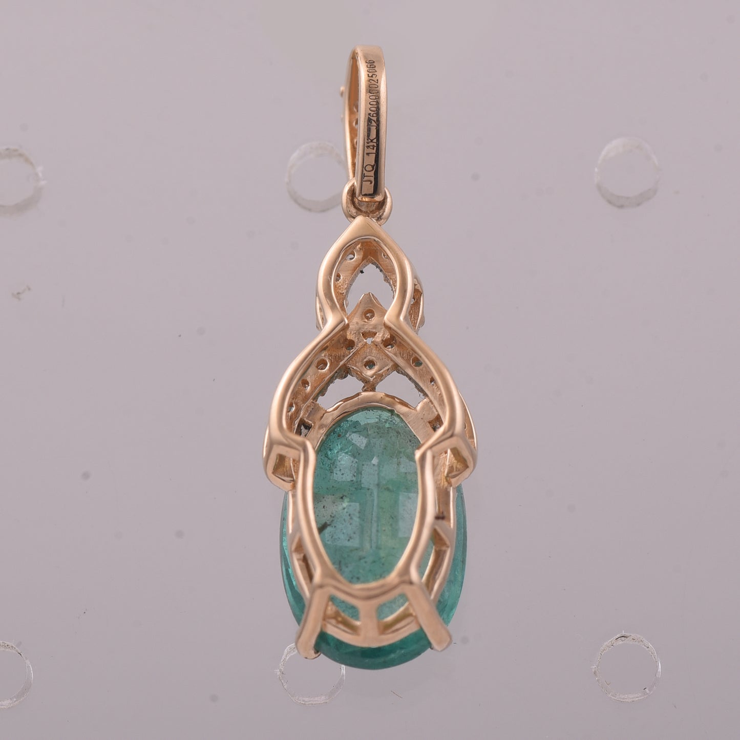 2.23 Ct Oval Mixed Cut Natural Emerald 14K Gold Pendant
