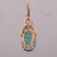 2.23 Ct Oval Mixed Cut Natural Emerald 14K Gold Pendant