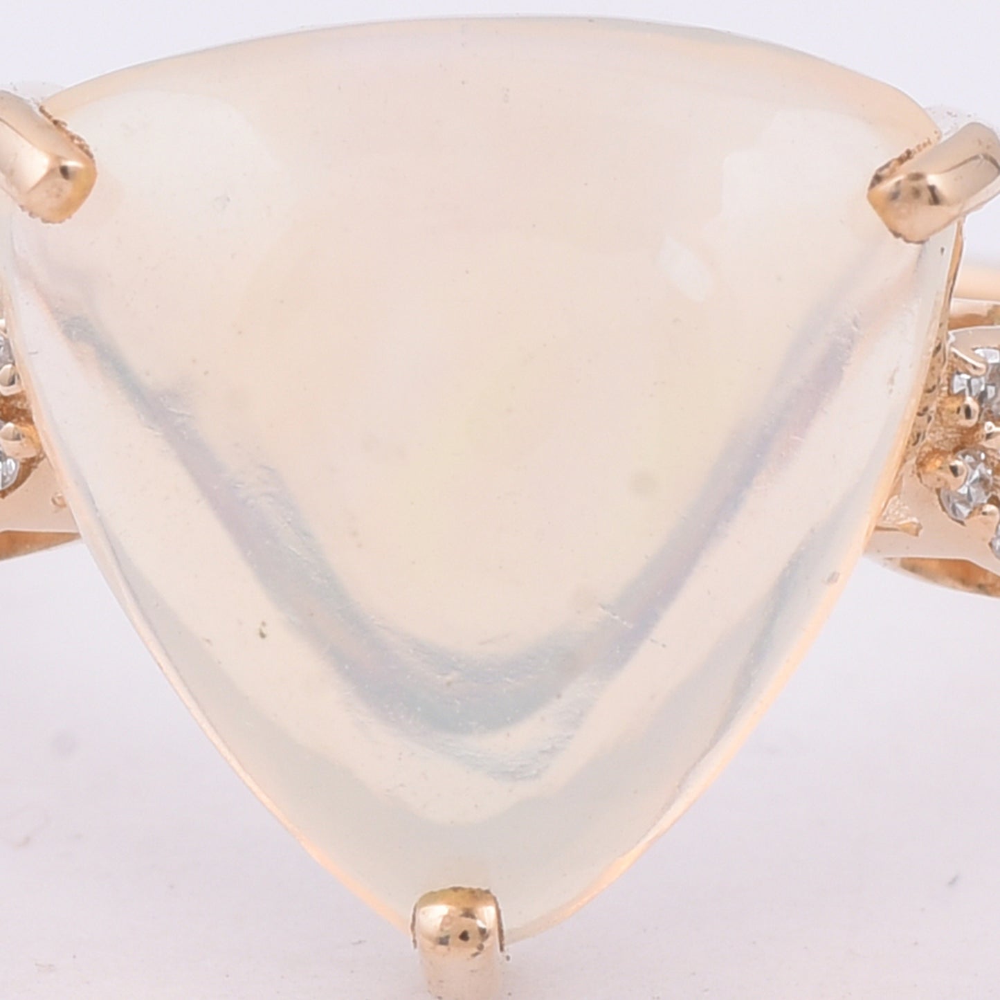 3.36 Ct Triangle Cabochon Natural Opal 14K Gold Ring