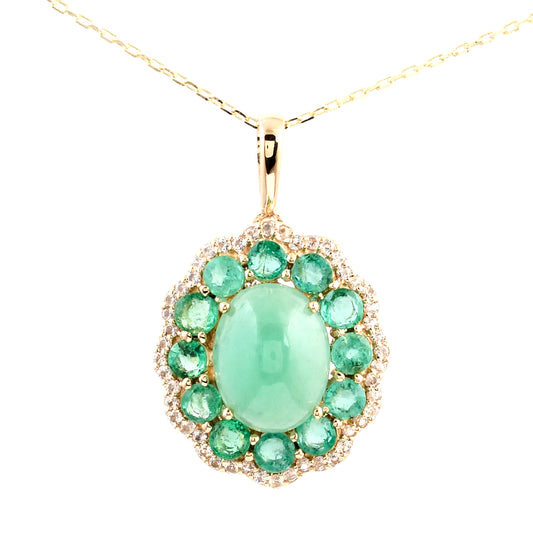 3.46 Ct Oval Emerald 14K Gold Pendant