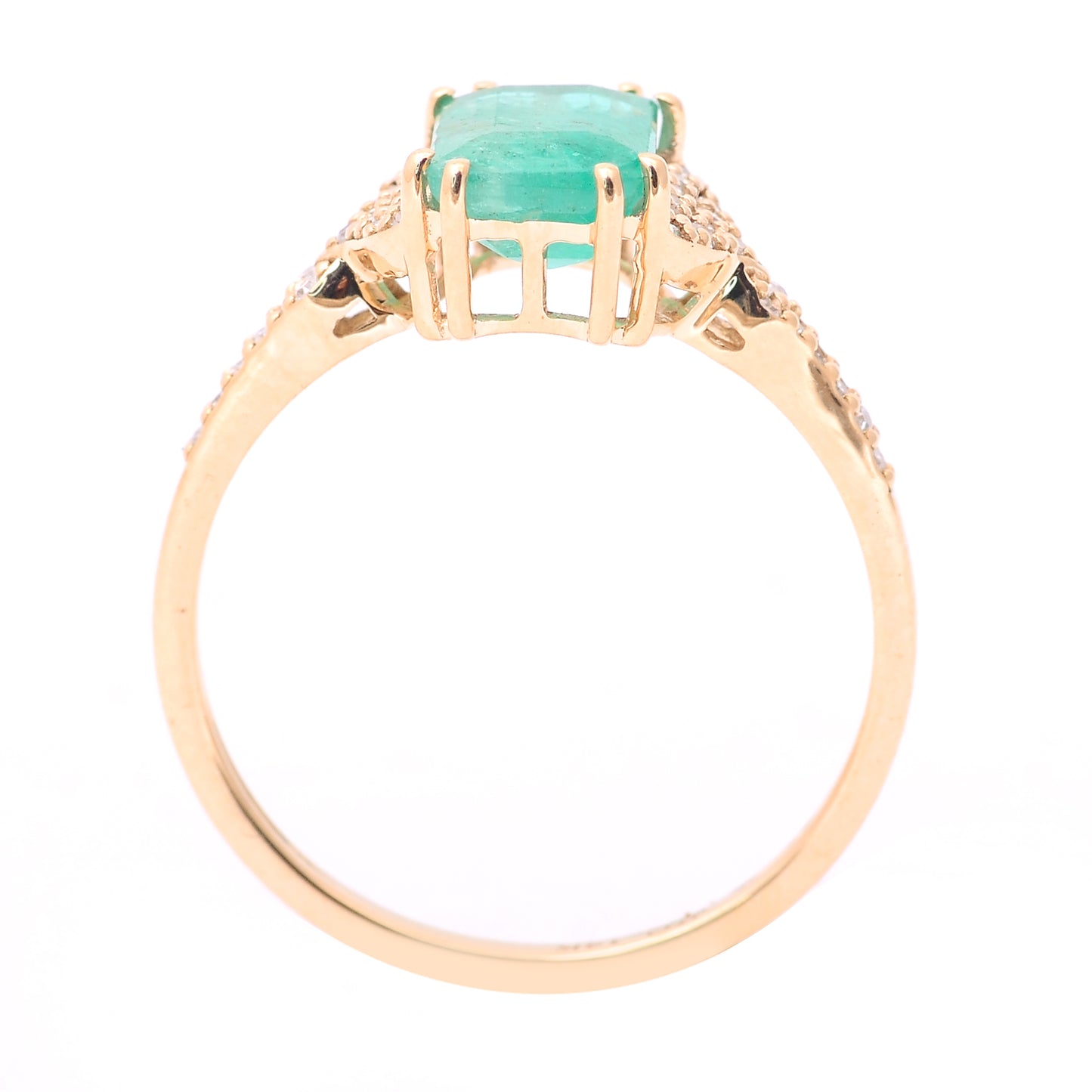 1.57 Ct Octagon Step Cut Natural Emerald 14K Gold Ring