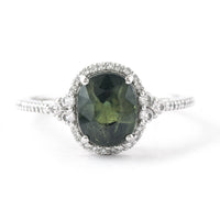 2.83 Ct Cushion Mixed Cut Natural Green Sapphire 950 Platinum Ring