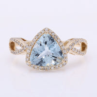 1.99 Ct Triangle Mixed Cut Natural Aquamarine 14K Gold Ring