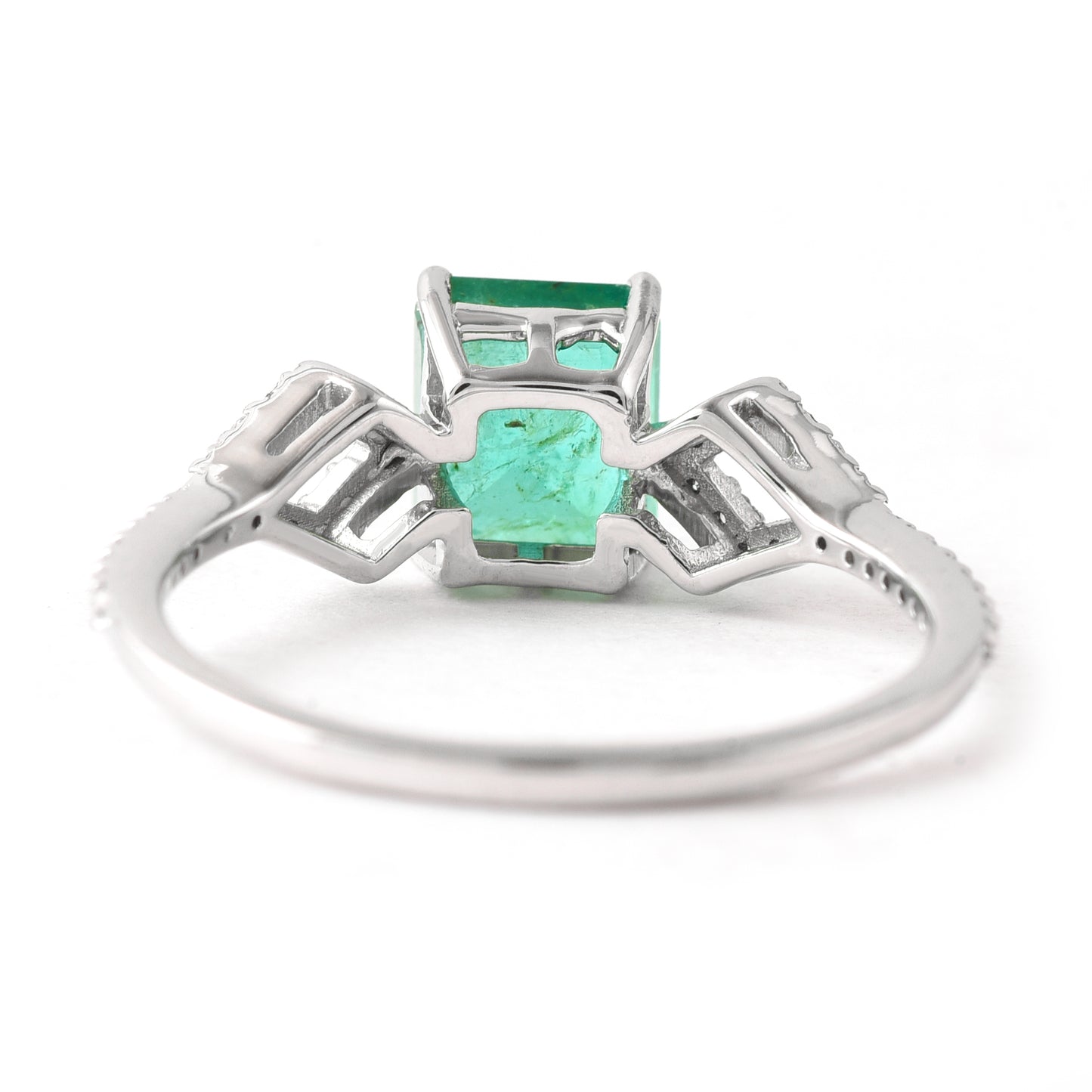 1.55 Ct Octagon Step Cut Natural Emerald 950 Platinum Ring