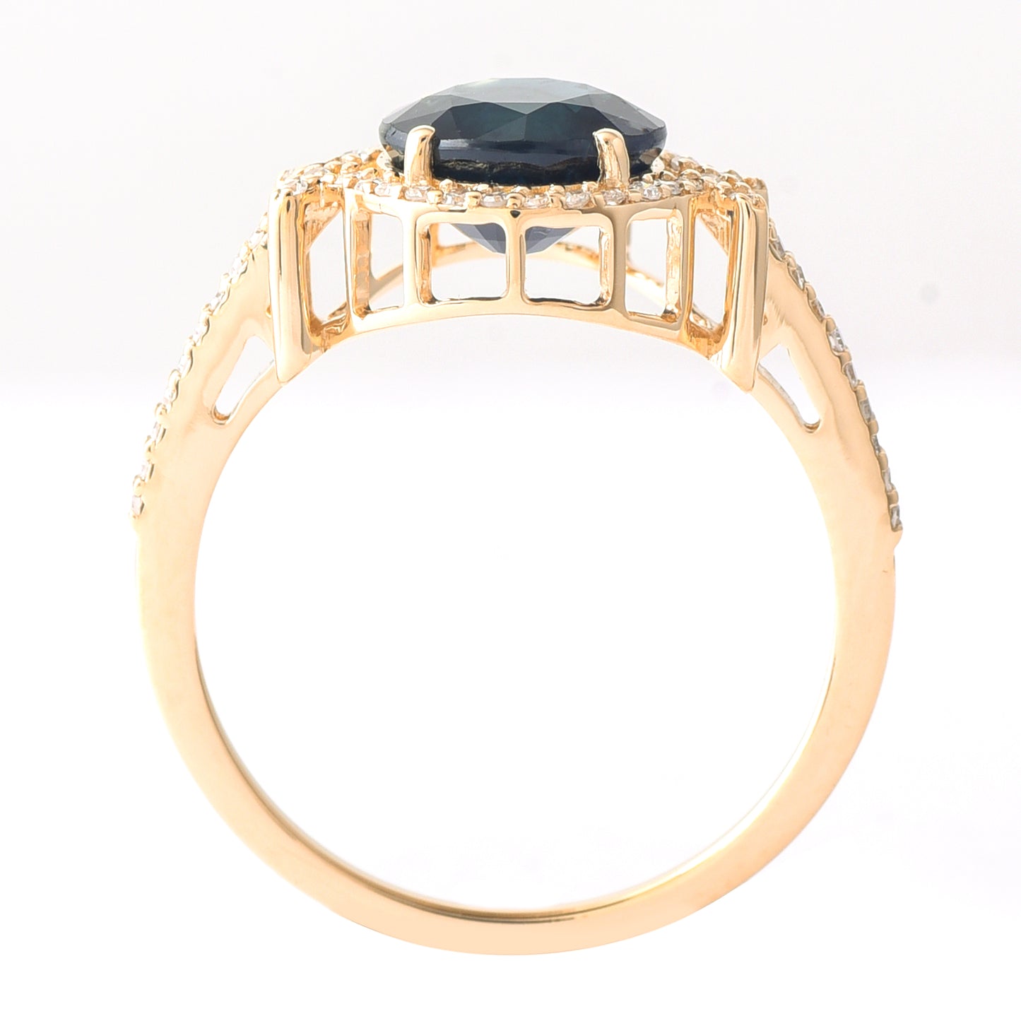2.48 Ct Round Mixed Cut Natural Sapphire 14K Gold Ring