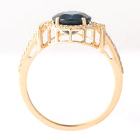 2.48 Ct Round Mixed Cut Natural Sapphire 14K Gold Ring