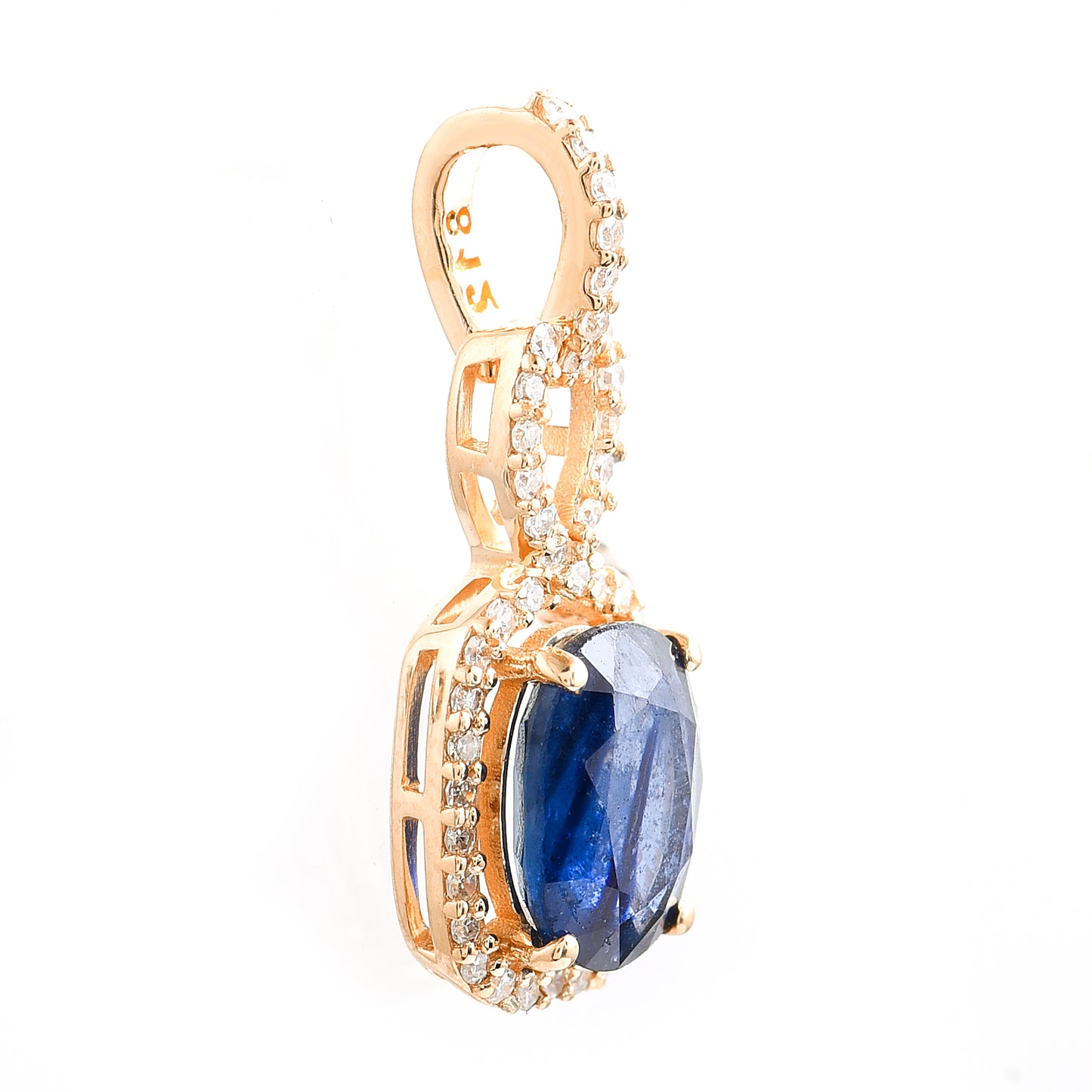 1.76 Ct Oval Mixed Cut Natural Sapphire 14K Gold Pendant