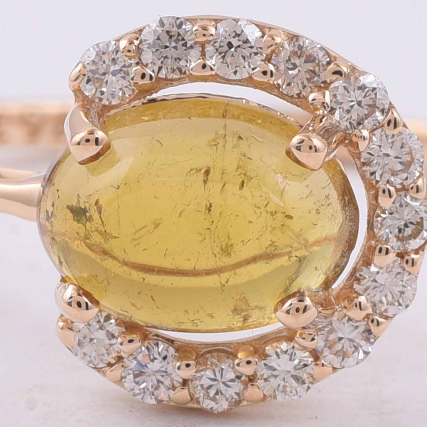 1.65 Ct Oval Cabochon Cut Natural Tourmaline 14K Gold Ring