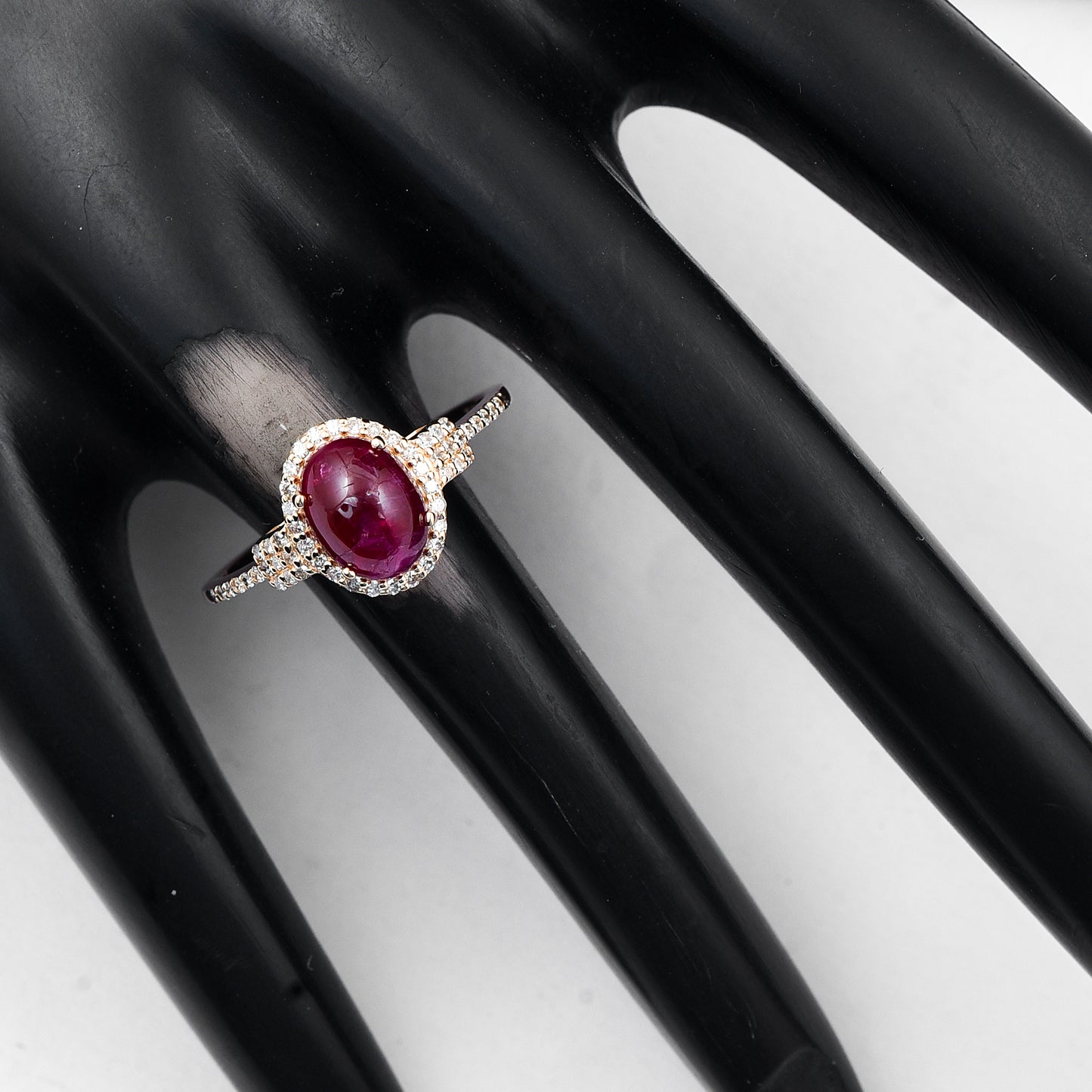 2.39 Ct Oval Cabochon Cut Natural Ruby 14K Gold Ring