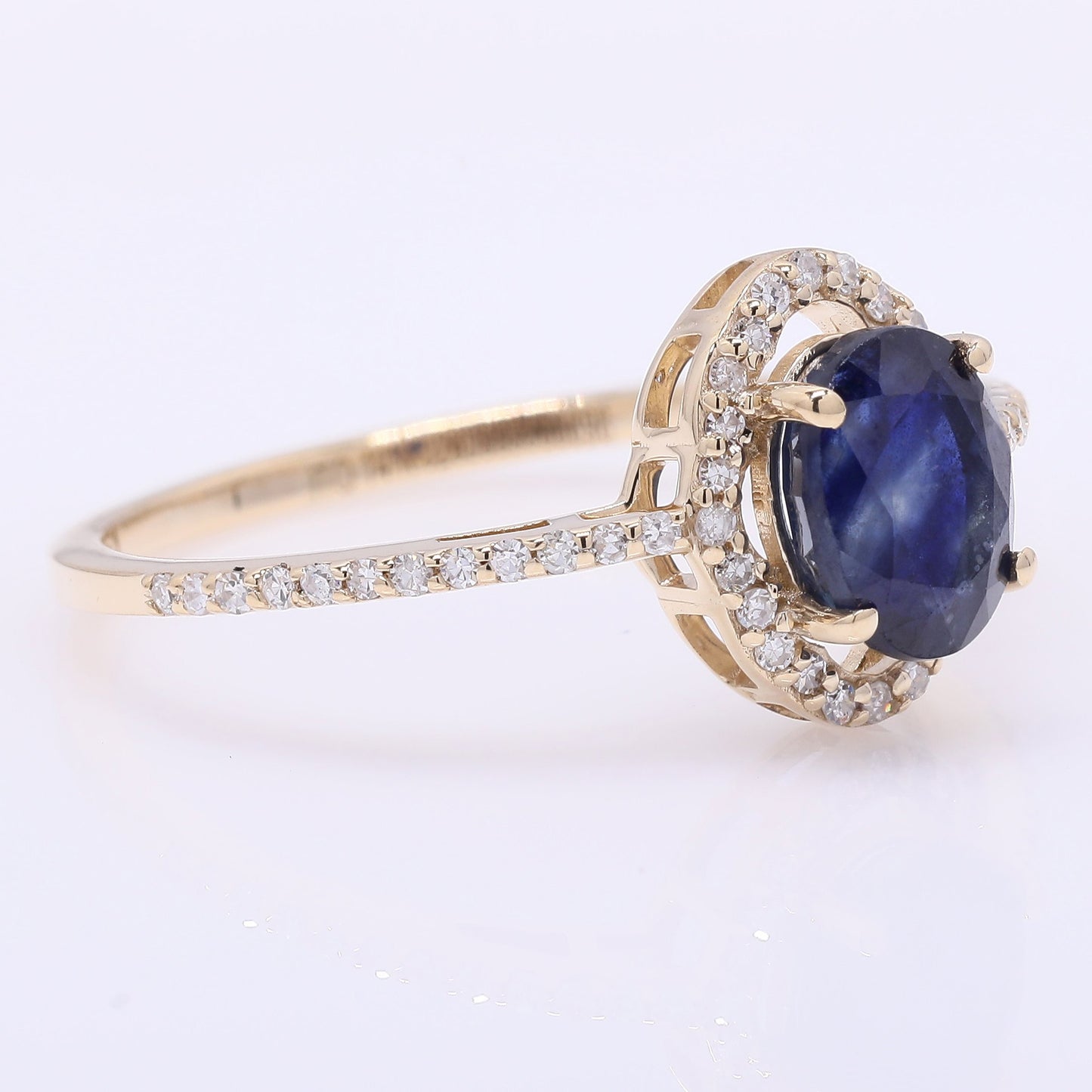 1.61 Ct Oval Mixed Cut Natural Sapphire 14K Gold Ring