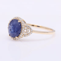 2.25 Ct Oval Mixed Cut Natural Sapphire 14K Gold Ring