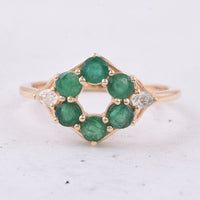 0.94 Ct Round Natural Emerald 14K Gold Ring