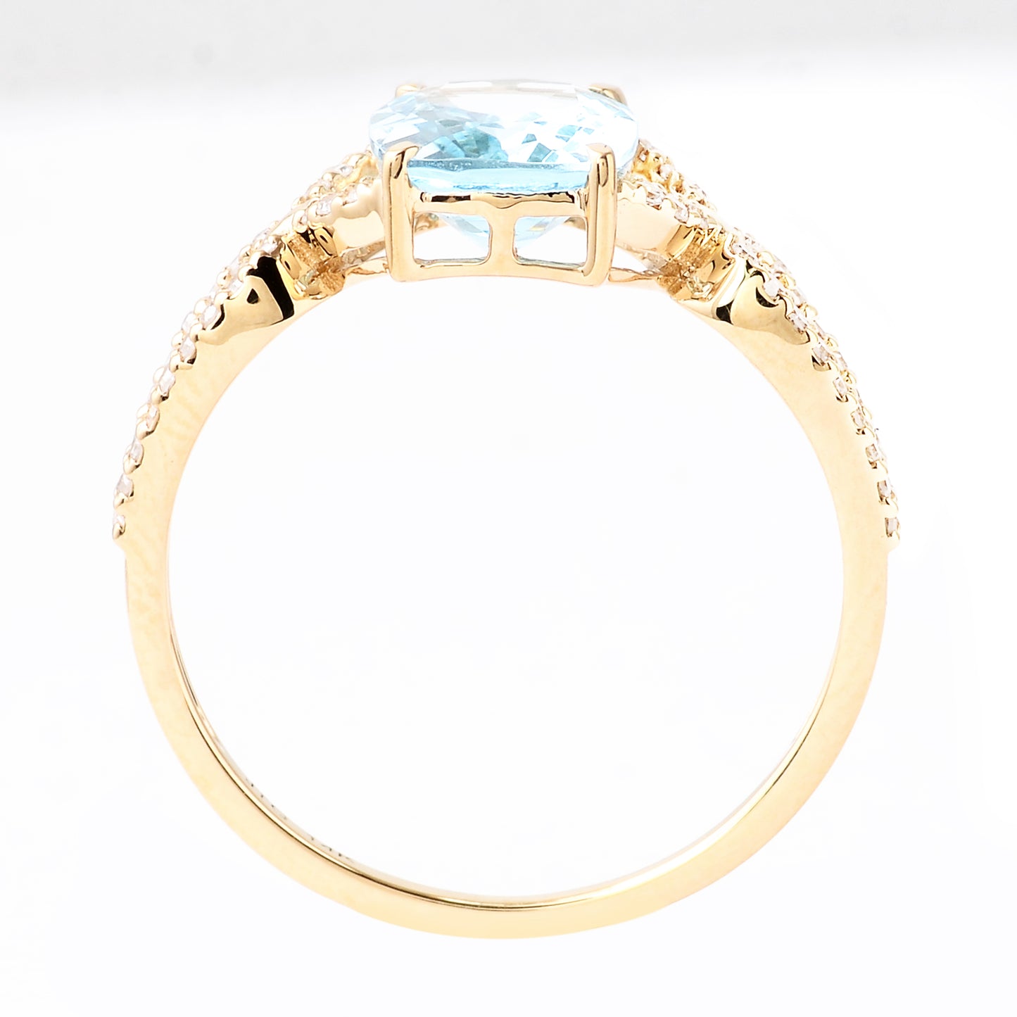 2.16 Ct Cushion Mixed Cut Natural Blue Topaz 14K Gold Ring