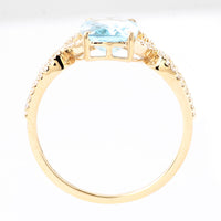 2.16 Ct Cushion Mixed Cut Natural Blue Topaz 14K Gold Ring