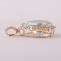5.47 Ct Pear Aquamarine 9K Gold Pendant