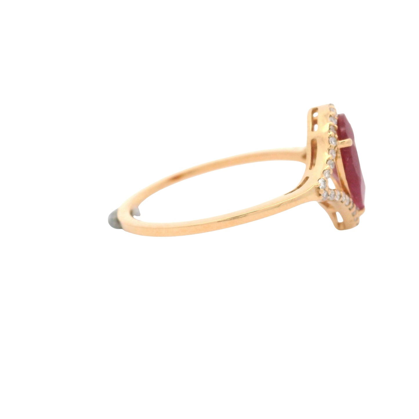1.32 Ct Pear Mixed Cut Natural Corundum Ruby 14K Gold Ring